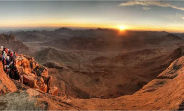 Sunrise over Mount Moses and St. Catherine Monastery.